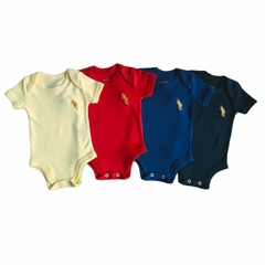 Kit 4 Body Bebê Manga Curta Básico Suedine 100% Algodão Bordado - 4051