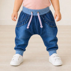 Imagem do Calça Jeans Bebê Menina com Frufru Moda Blogueirinha - 8040