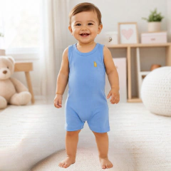 Macacão Curto Infantil Regata Unissex com Bordado 1 / 2 e 3 Anos - 3009 - Patrulha Street - Moda Bebê e Infantil