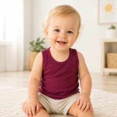 Imagem do Regata Infantil Básica em Algodão com Bordado 1 a 3 Anos - 6049