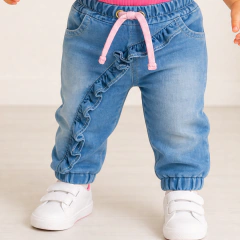 Calça Jeans Bebê Menina com Babado Moda Blogueirinha - 8047 - loja online