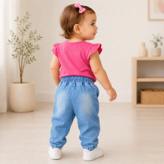 Calça Jeans Bebê Menina com Babado Moda Blogueirinha - 8047 na internet
