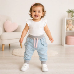 Imagem do Calça Jeans Bebê Menina com Frufru Moda Blogueirinha - 8040