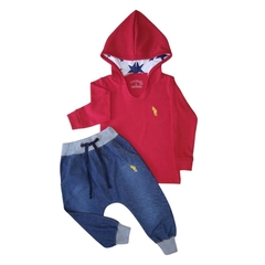 Imagem do Kit 2 Peças Camiseta Manga Longa Infantil com Capuz e Calça Jeans - 9013