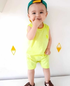 Macacão Curto Infantil Regata Unissex com Bordado 1 / 2 e 3 Anos - 3009 - loja online