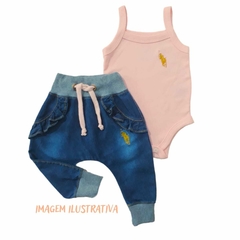 Calça Jeans Bebê Menina com Frufru Moda Blogueirinha - 8040 - loja online