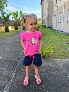 ​Conjunto Menina com 2 peças Blusinha Estampada e Short - 9025 - comprar online