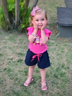 ​Conjunto Menina com 2 peças Blusinha Estampada e Short - 9025 - Patrulha Street - Moda Bebê e Infantil