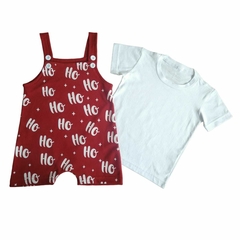 Conjunto Jardineira + Camiseta Infantil Branca Natal - 9011 - loja online