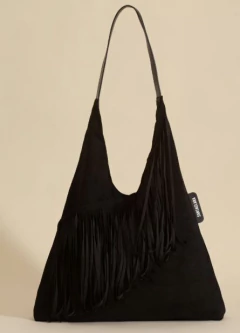 Imagen de SC907 Shopping Bag Helena Con Flecos Negro