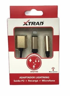 CABO ADAPTADOR LIGHTNING SAIDA P2+RECARGA+MICROFONE XT2143 XTRAD