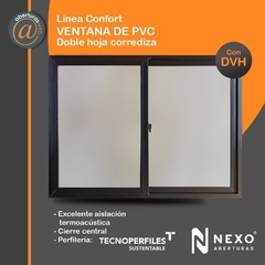 Ventana Balcón de PVC Negro Jet Black Linea confort con DVH 4/9/4 de 1,20 x 2,00