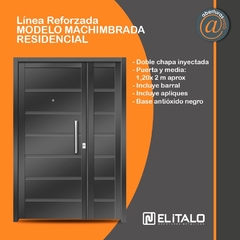 Puerta Residencial de 1,20 x 2,00 Italo Machimbrada con Barral Marco Ch18