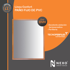 Paño Fijo PVC Simil Madera Linea confort DVH 3/9/3 1,20 x 1,10