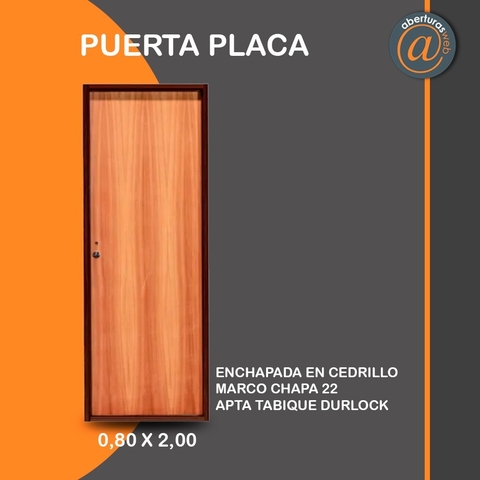 Puerta Placa Cedrillo 0,80 chapa 22 Apto Durlock