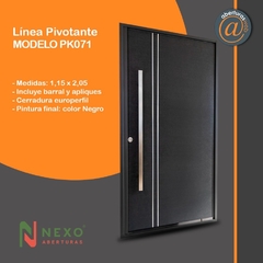 Puerta PIVOTANTE TEXTURADA PK071 Apliques Chapa Galvanizada 1,15 x 2,05 NEXO