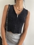 Top de hilo negro con cierre . - tienda online