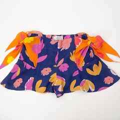 Short Botões Azul e laranja Azeitona Kids - Azeitona Kids
