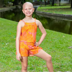 Conjunto Bata e Short Folhagem Salmão