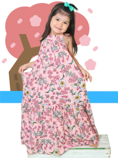 Vestido Longo Azeitona Kids Sakura