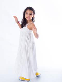 Vestido Longo Branco Azeitona Kids