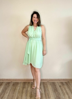 Vestido midi em crepe tamanho único verde água Moniê - comprar online