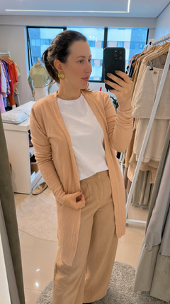 Cardigan alongado de modal bege - comprar online