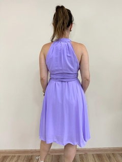 Vestido midi em crepe tamanho único lavanda Moniê - comprar online