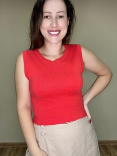 Blusa sem manga Em Tricô coral Zoe