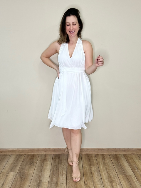 Vestido midi em crepe tamanho único branco Moniê