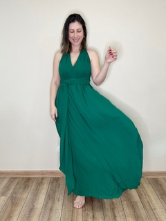 VESTIDO LONGO em crepe verde bandeira MONIÊ - comprar online