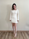 Vestido curto com manga longa Texturizado off white Ester