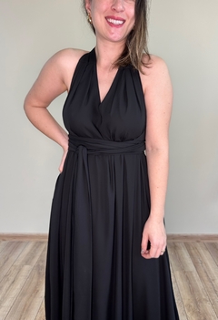 Vestido longo em crepe tamanho único preto Moniê - comprar online