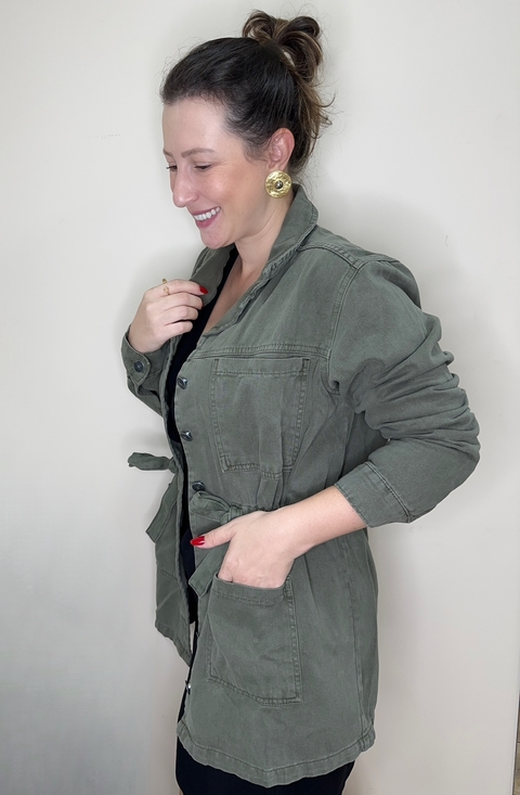 PARKA Jeans verde militar alongada VALESKA