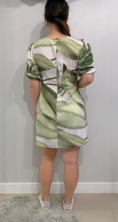 Vestido curto estampado com mangas curtas - Moniê