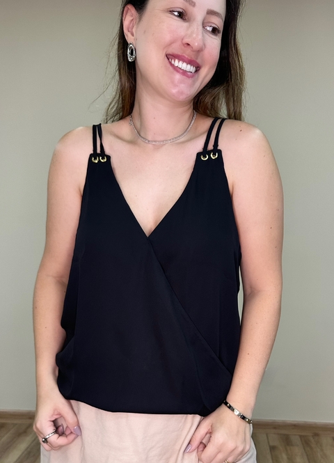 Regata de alça fina e decote V Lila