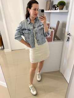 VESTIDO curto em linho off white com alças finas JASMINE na internet