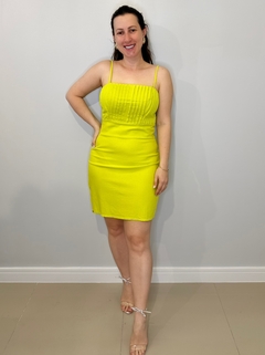 Vestido curto alças finas linho Elizabeth