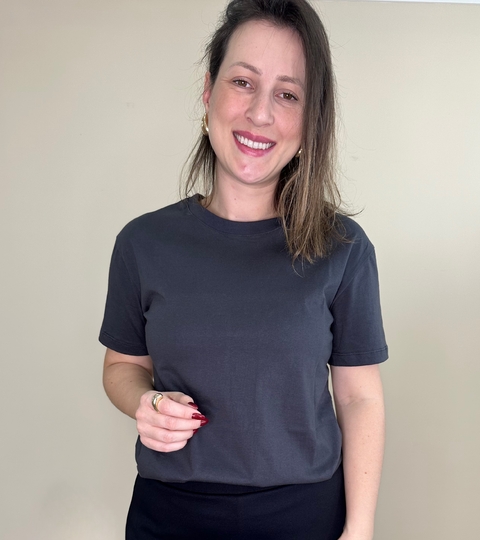 CAMISETA de algodão lisa cinza Celia