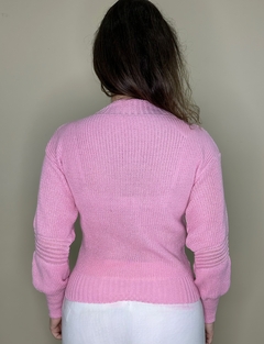 Blusa de tricot com gola canoa liso - Moniê