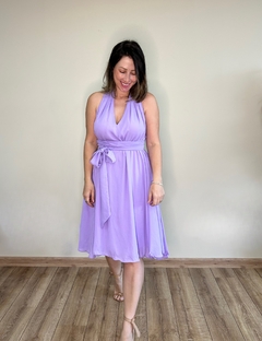 Vestido midi em crepe tamanho único lavanda Moniê