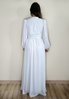 Vestido longo com manga branco Moniê - Moniê