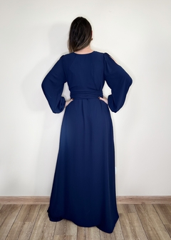 VESTIDO LONGO COM MANGA azul marinho MONIÊ na internet