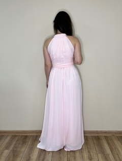 Vestido longo em crepe tamanho único rosa bebê Moniê na internet
