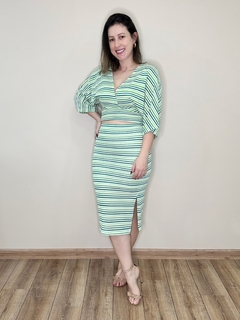 Conjunto de saia e blusa kimono Louise