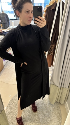 Cardigan alongado de malha cor preto - comprar online