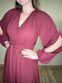 VESTIDO LONGO COM MANGA Marsala MONIÊ - comprar online