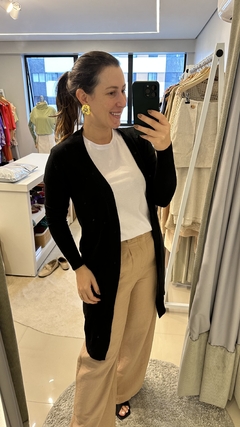 Cardigan alongado de modal preto - comprar online