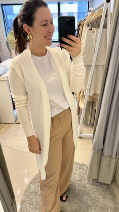 Cardigan alongado de modal branco - comprar online