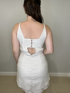 VESTIDO curto em linho off white com alças finas JASMINE - comprar online